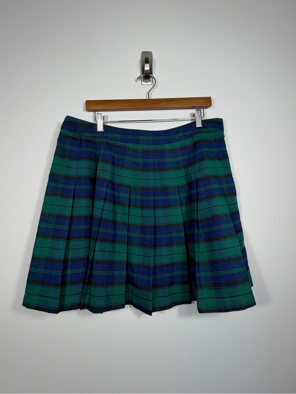 Forever 21 Plus Green Blue Tartan Plaid Pleated Mini Skirt 1X Preppy